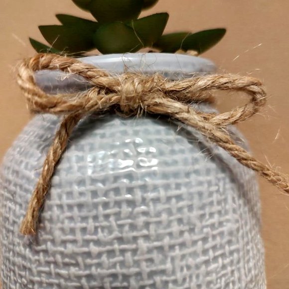 Old East Main Co. Faux Imitation Fake Succulent Plant & Ceramic Vase Gray White - Picture 4 of 9